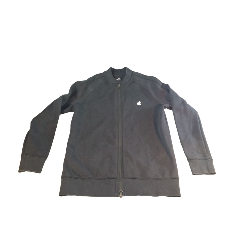 Apple Employee Full Zip Jacket‎ Mens Medium Black Embroidered Logo Uniform Tech